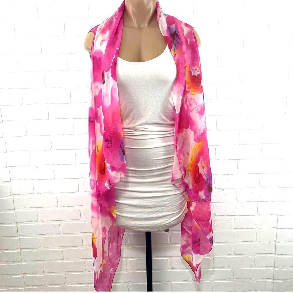 Vibrant pink watercolor shawl scarf